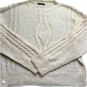 Cable Knit Sweater Aran Acrylic Wool Blend Fisherman Lightweight 2XL Soft Preppy